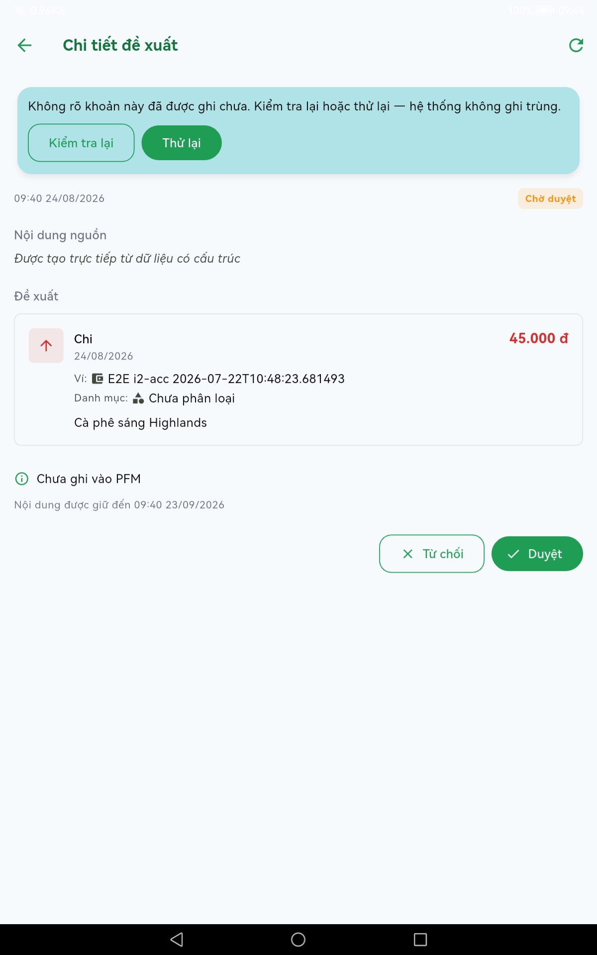 Chi tiết một đề xuất